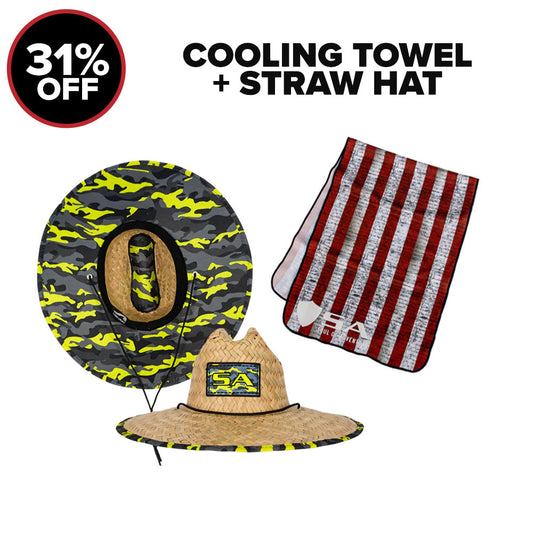 COOLING TOWEL + STRAW HAT