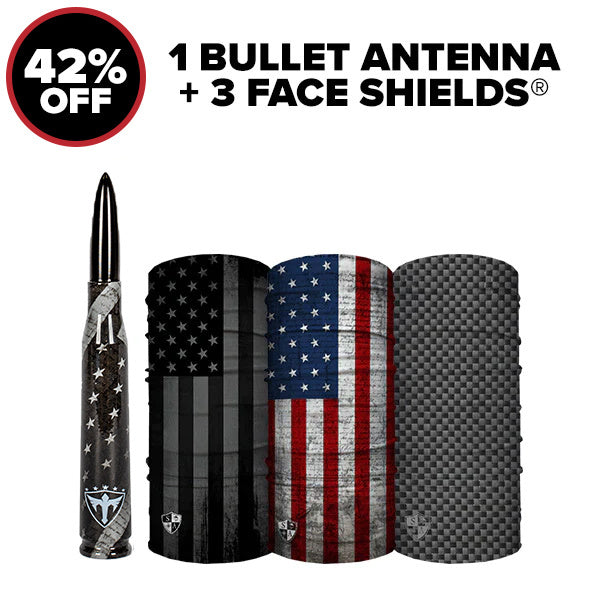 1 BULLET ANTENNA + 3 FACE SHIELDS