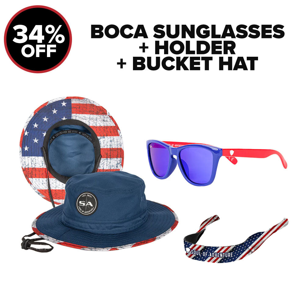 BOCA SUNGLASSES + HOLDER + BUCKET HAT