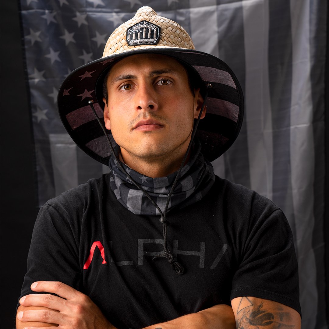 Ladder Under Brim Straw Hat | Blackout American Flag