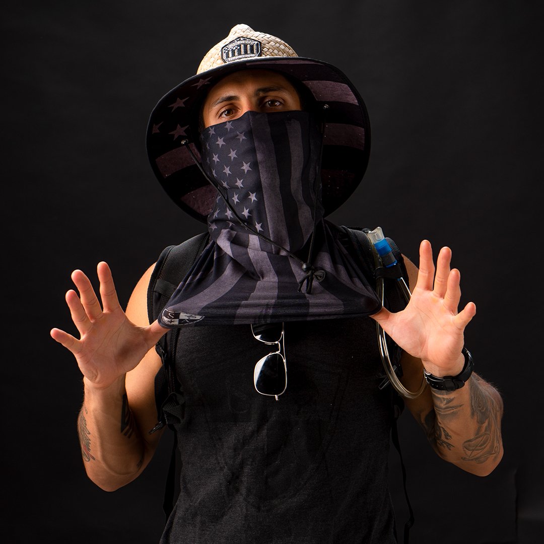Ladder Under Brim Straw Hat | Blackout American Flag