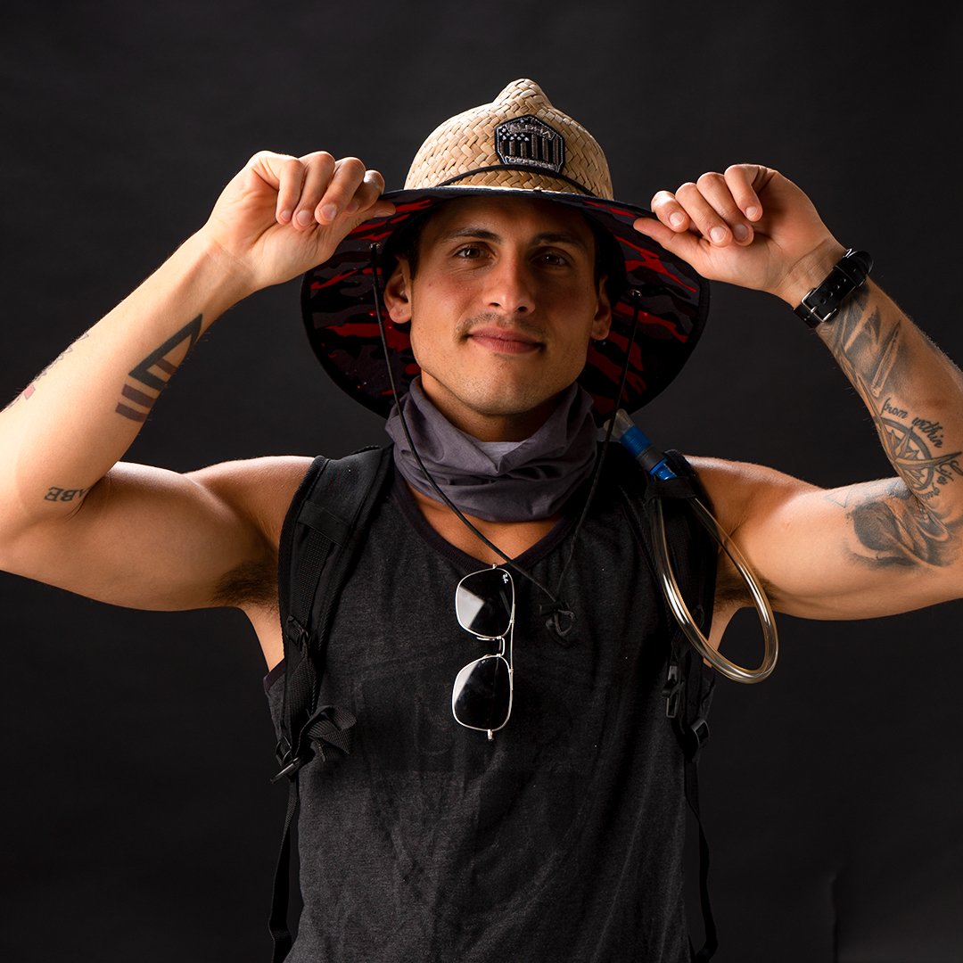 Ladder Under Brim Straw Hat | Fire Military Camo