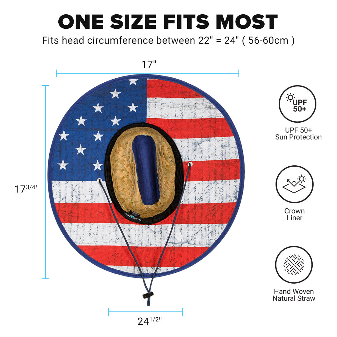 Under Brim Straw Hat | American Flag 2.0