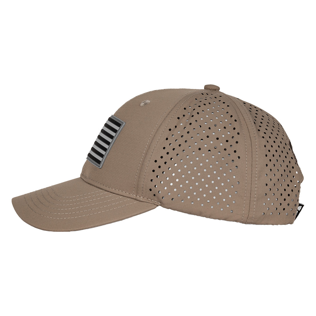 Performance Snap Back | Blackout American Flag | Khaki
