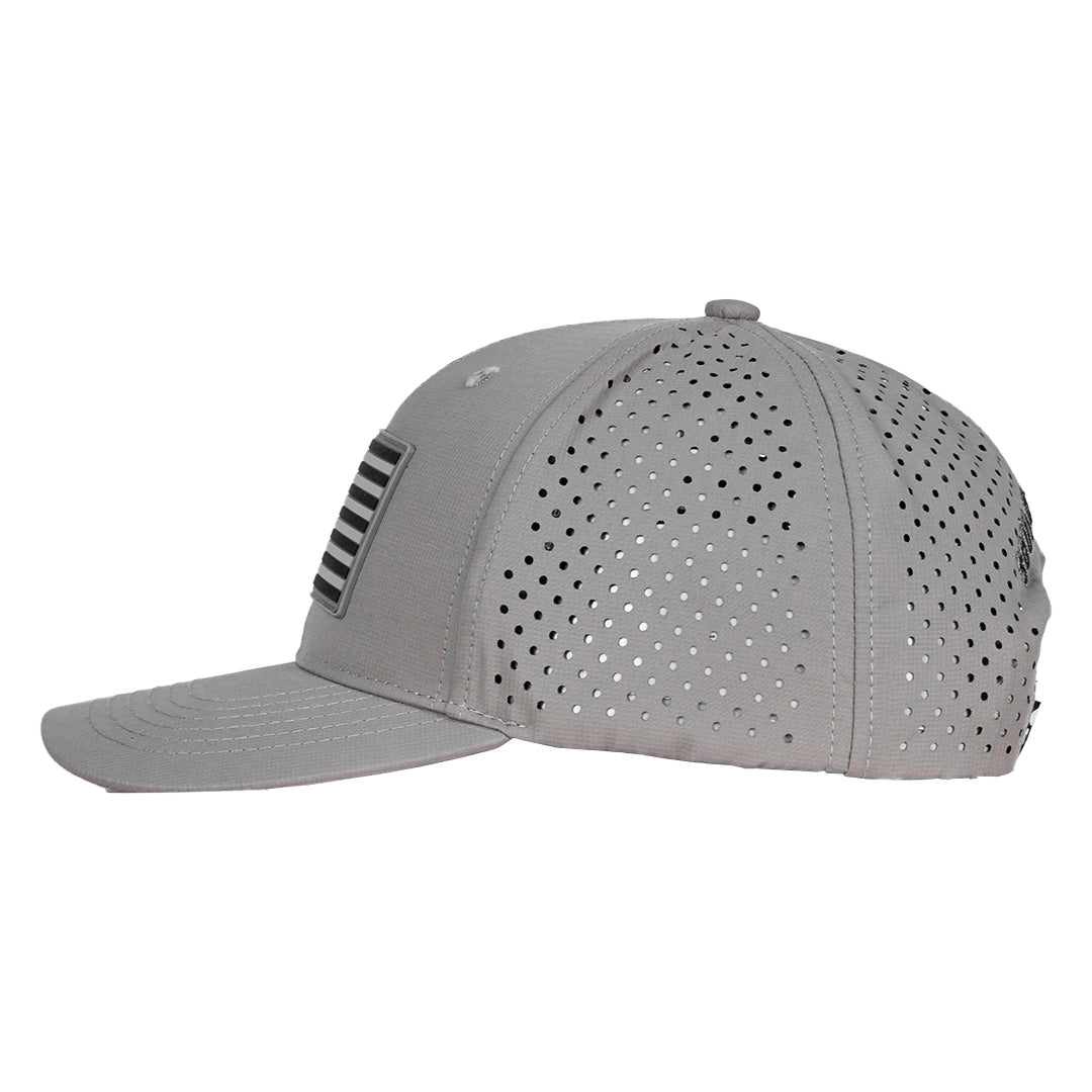 Performance Snap Back| Blackout American Flag | Grey