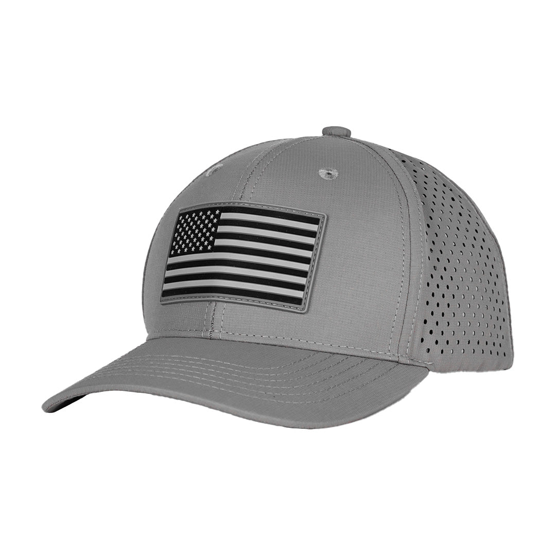 Performance Snap Back| Blackout American Flag | Grey