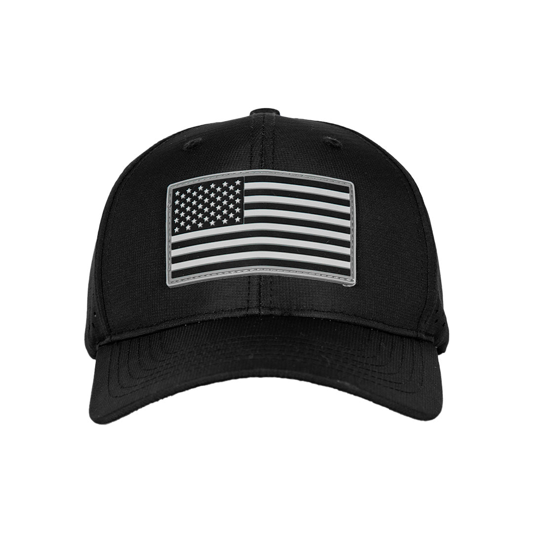 Performance Snap Back| Blackout American Flag | Black