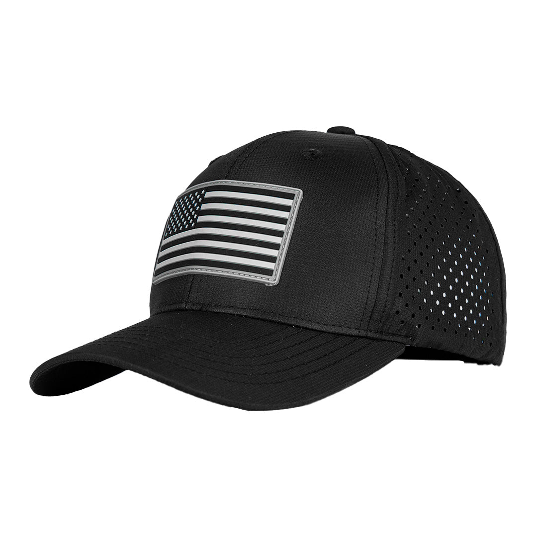 Performance Snap Back| Blackout American Flag | Black