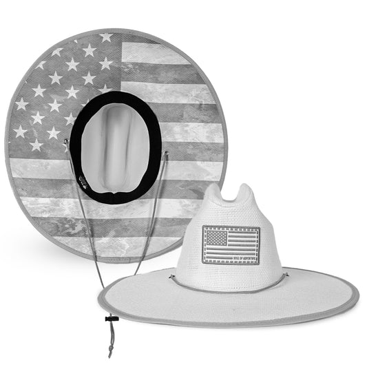 Keys Straw Hat | White | Ghost American Flag