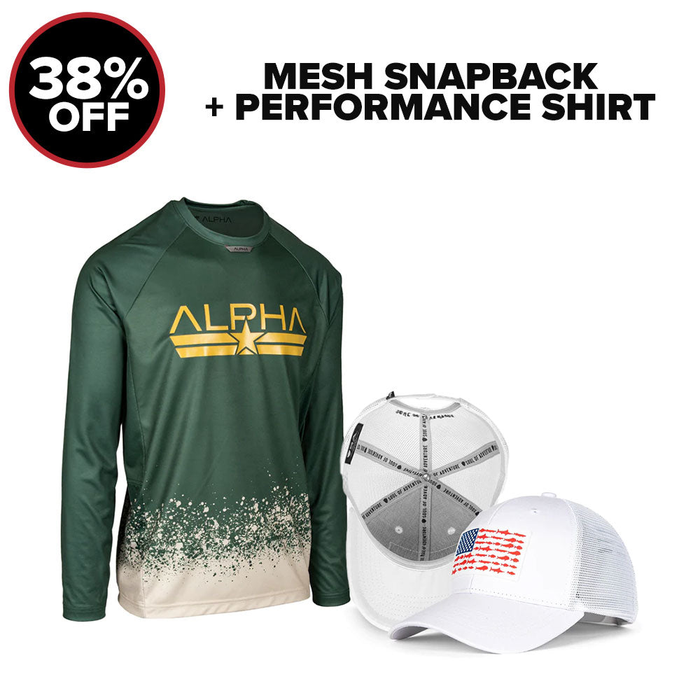 MESH SNAPBACK + PERFORMANCE SHIRT