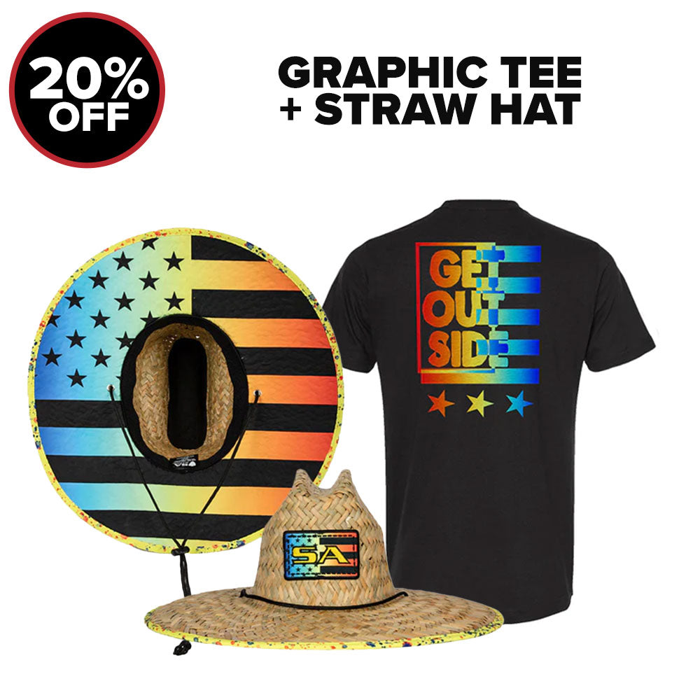 GRAPHIC TEE + STRAW HAT