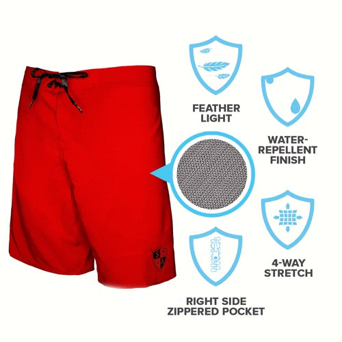 Board Shorts | Solid Red | Black SA Shield