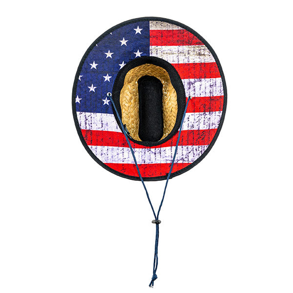 Under Brim Straw Hat | American Flag