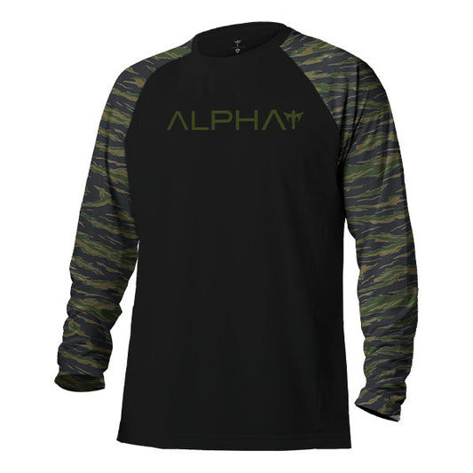 Tactical Long Sleeve Mesh | Black | 2 Sleeve Tiger Camo | Alpha