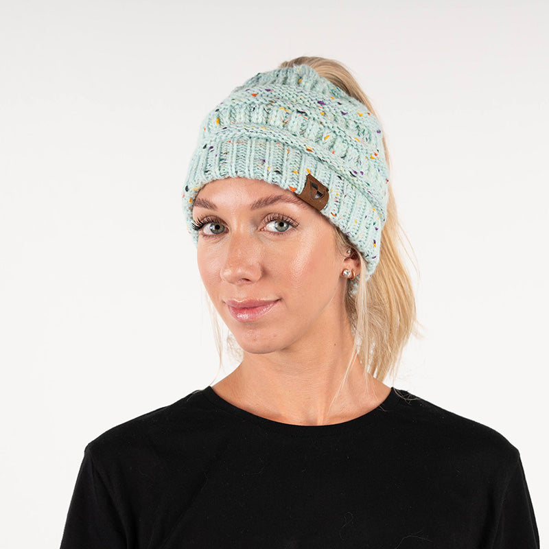 Ponytail Beanie | Mixed Light Aqua