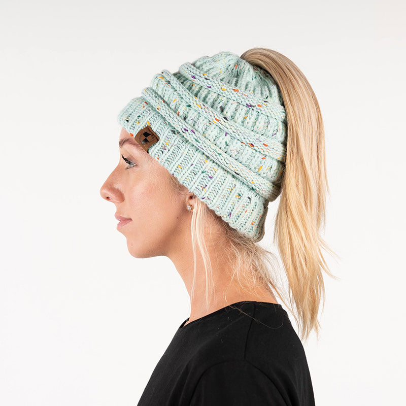 Ponytail Beanie | Mixed Light Aqua