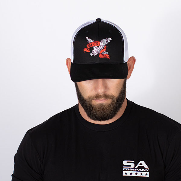 Snap Back Hat | Black/White | USA Eagle