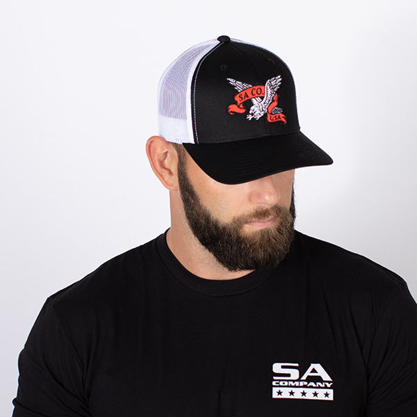 Snap Back Hat | Black/White | USA Eagle
