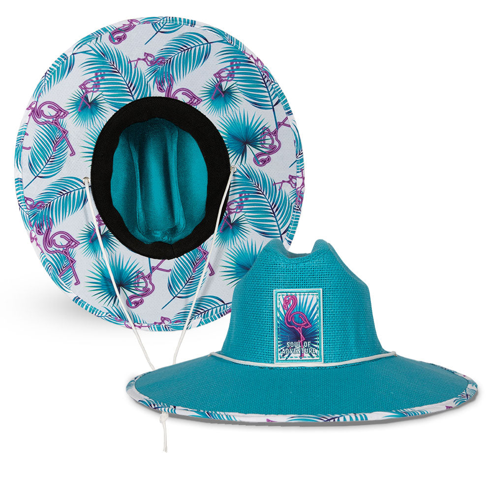 Keys Straw Hat | Teal | Neon Mingos