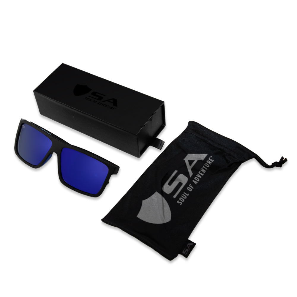 Sport Sunglasses | Matte Black | Blue Mirror