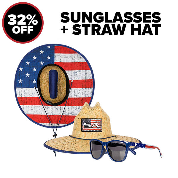 SUNGLASSES + STRAW HAT