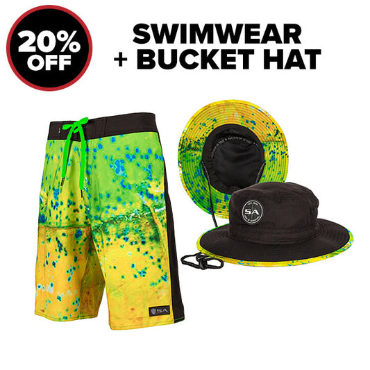 SWIMWEAR + BUCKET HAT