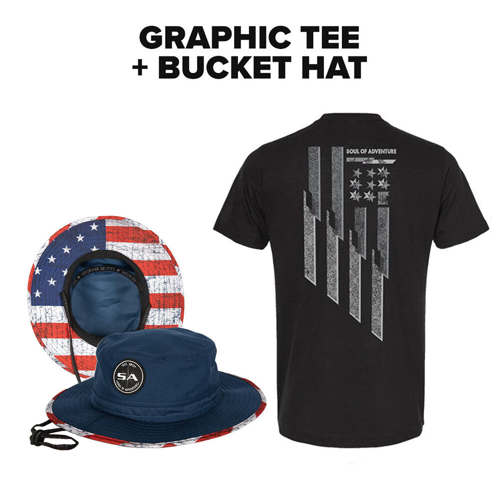 GRAPHIC TEE + BUCKET HAT