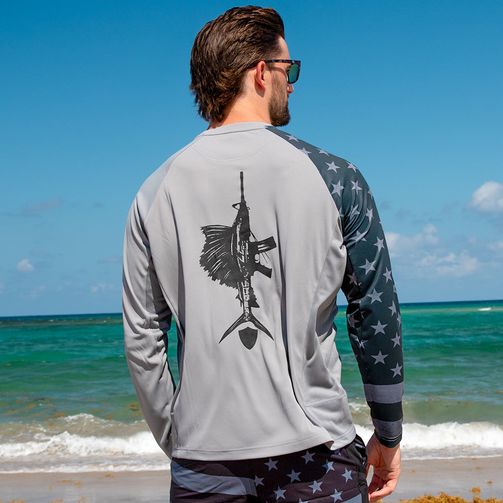 Performance Long Sleeve Shirt | Blackout American Flag | Game On