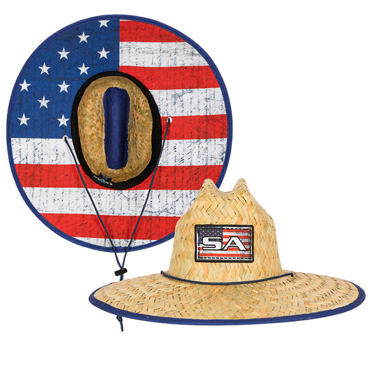 Under Brim Straw Hat | American Flag 2.0