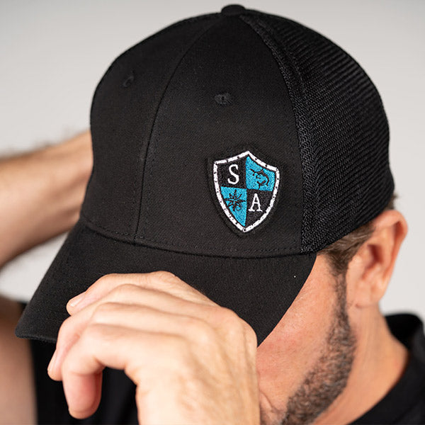 Stretch Fit Hat | Blk/Blk | SA Blue Shield