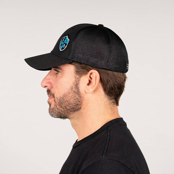 Stretch Fit Hat | Blk/Blk | SA Blue Shield