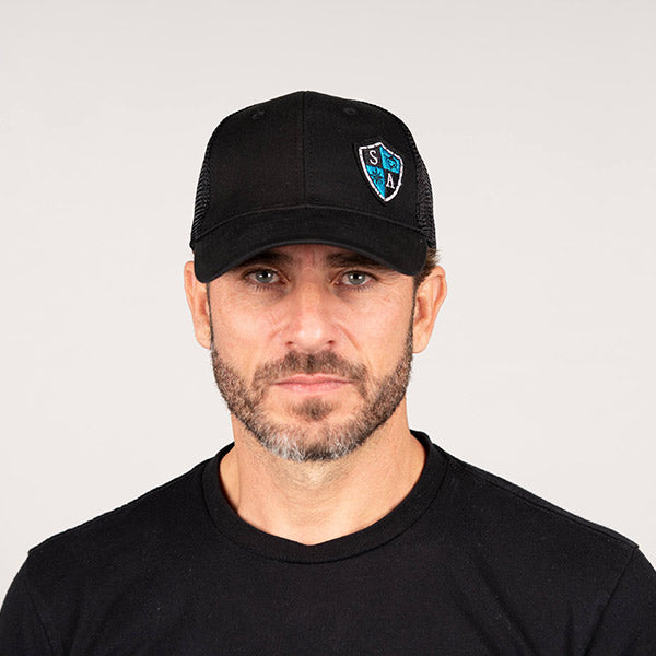 Stretch Fit Hat | Blk/Blk | SA Blue Shield