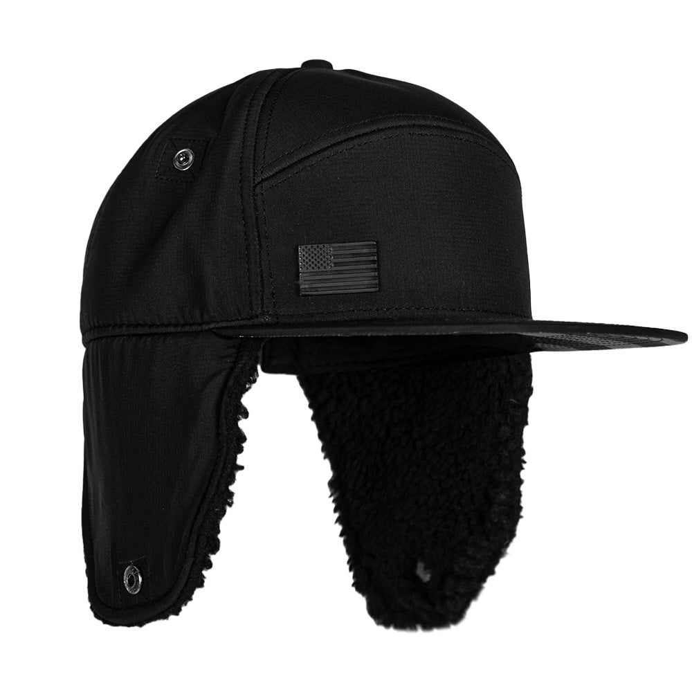 Limited Edition Billed Trapper Hat | Blackout American Flag