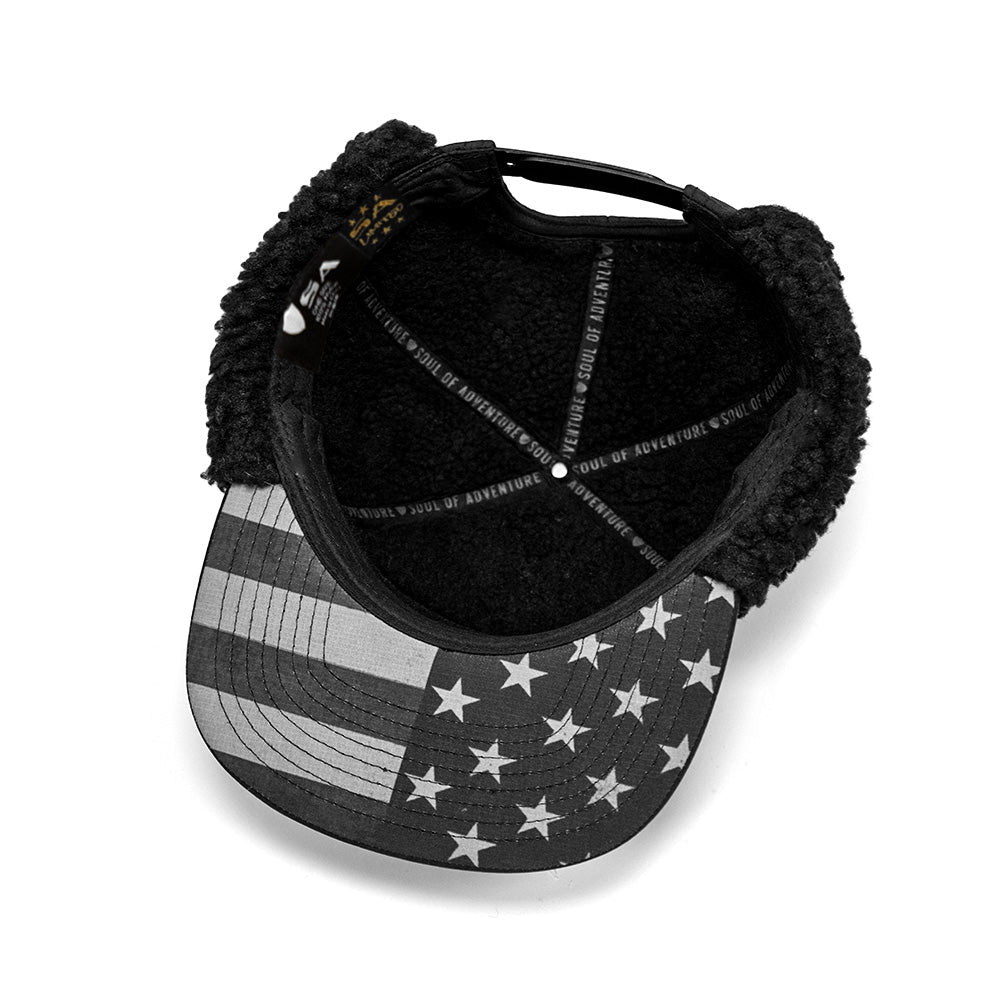 Limited Edition Billed Trapper Hat | Blackout American Flag