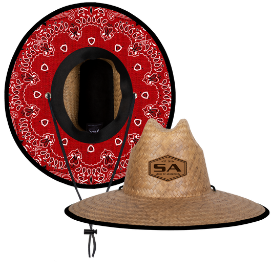 Palms Under Brim Straw Hat | Red Bandana