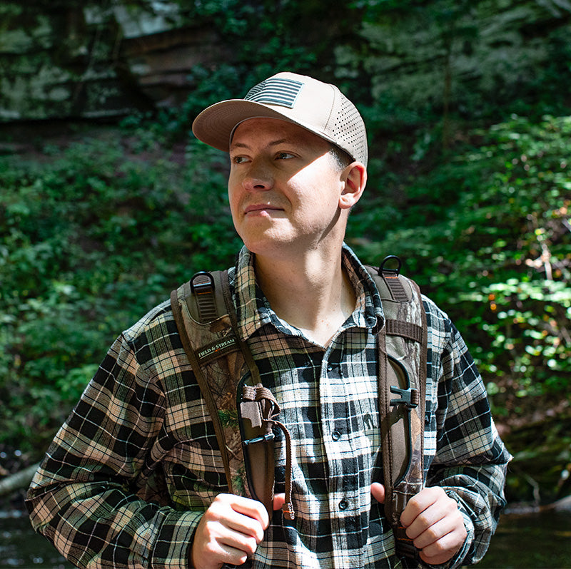 Performance Snap Back | Blackout American Flag | Khaki