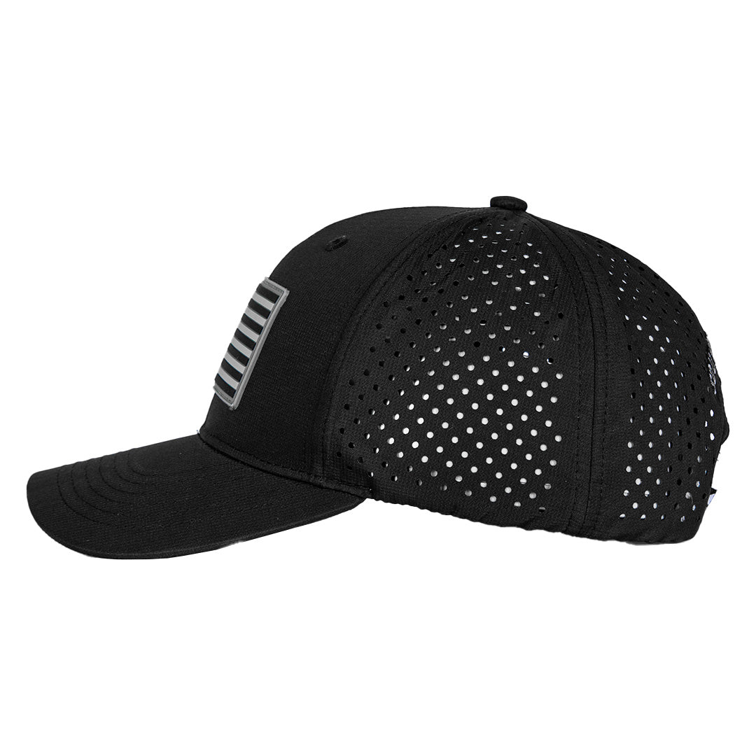 Performance Snap Back| Blackout American Flag | Black