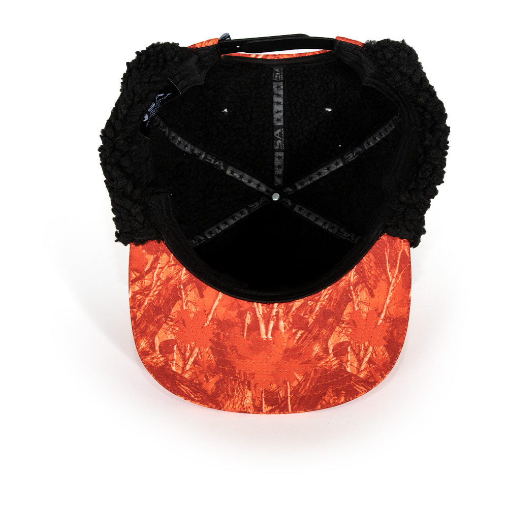 Billed Trapper Hat | Hi Vis Orange Forest Camo