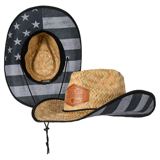 Cowboy Straw Hat | Blackout American Flag