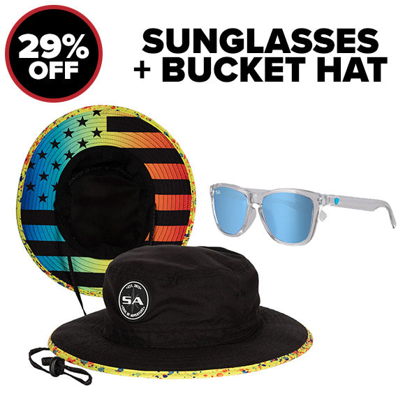 SUNGLASSES + BUCKET HAT