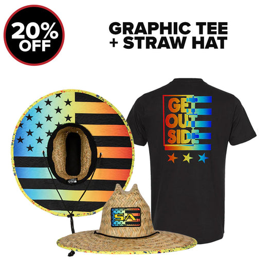 GRAPHIC TEE + STRAW HAT
