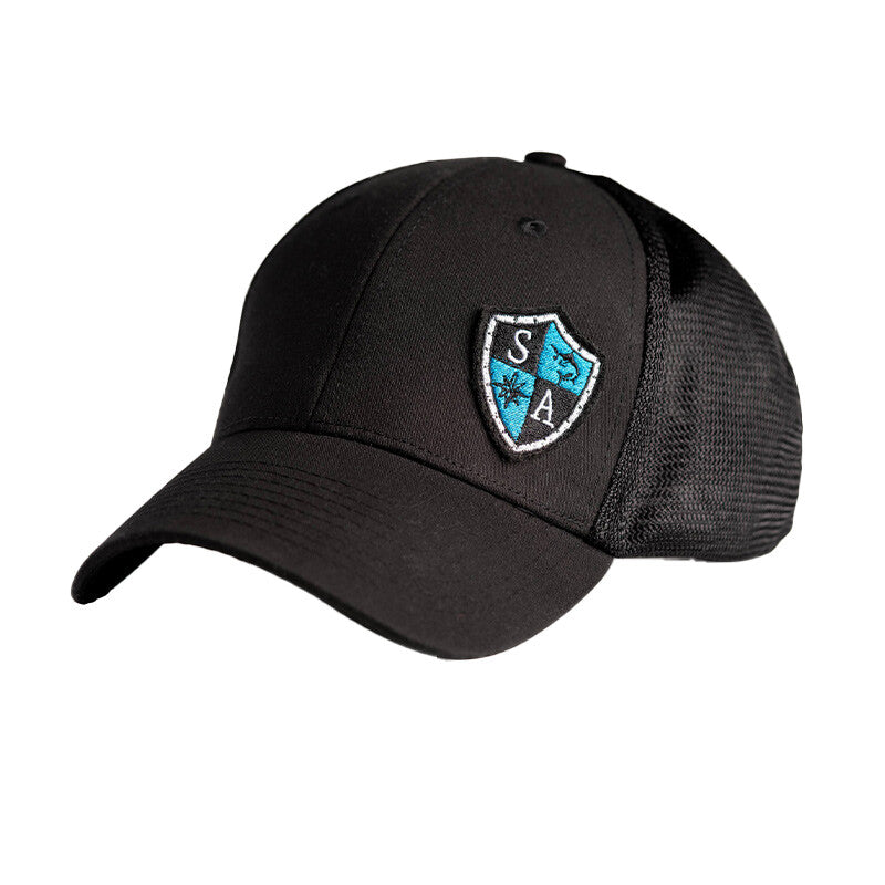 Stretch Fit Hat | Blk/Blk | SA Blue Shield