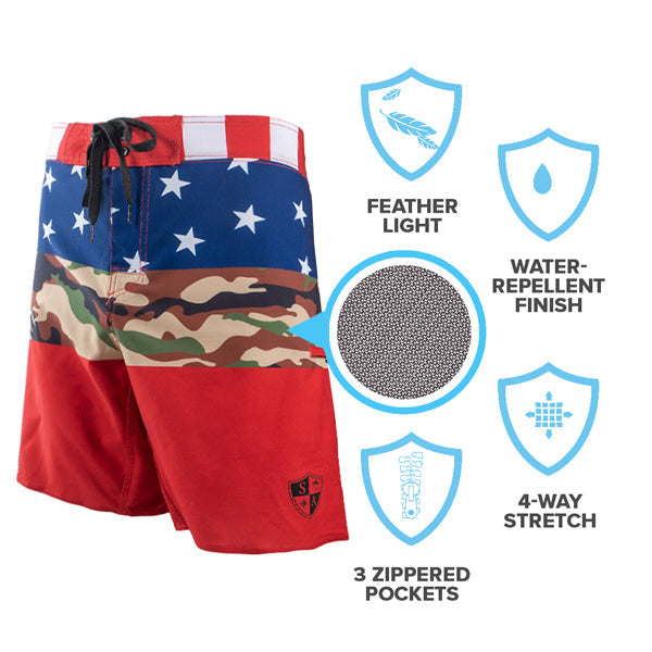 Board Shorts | Patriot | Black SA Shield