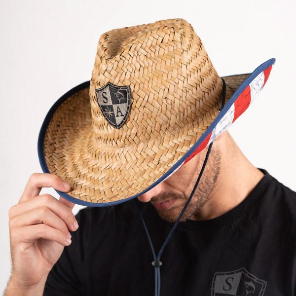 Cowboy Under Brim Straw Hat | American Flag
