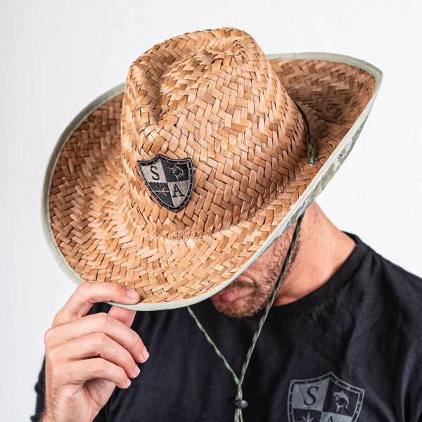 Cowboy Under Brim Straw Hat | Green Digi Camo