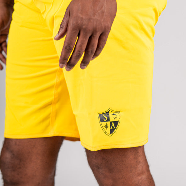 Board Shorts | Solid Neon Yellow | Black SA Shield