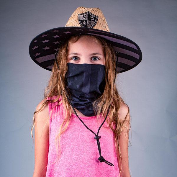 Kids Under Brim Straw Hat | Blackout American Flag