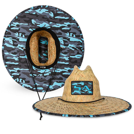 Classic Straw Hat | Aqua Military Camo