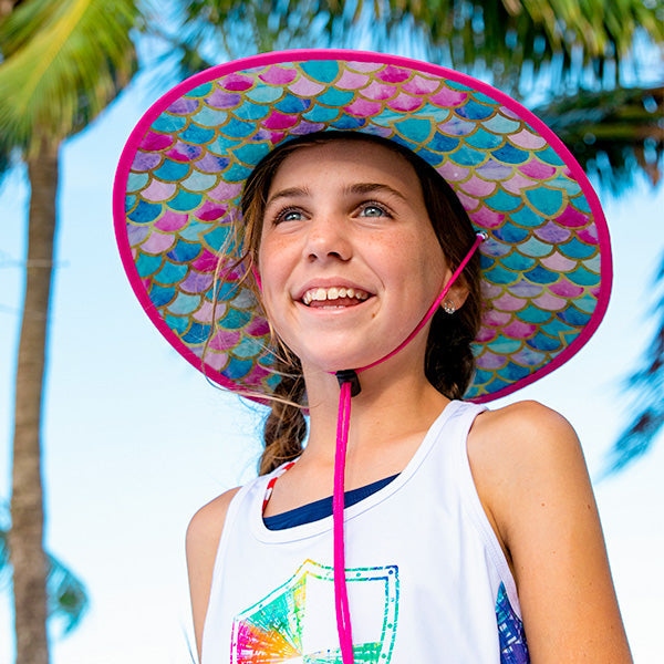 Kids Under Brim Straw Hat | Mermaid Rainbow