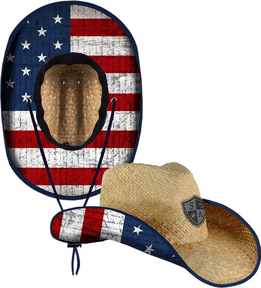Cowboy Under Brim Straw Hat | American Flag